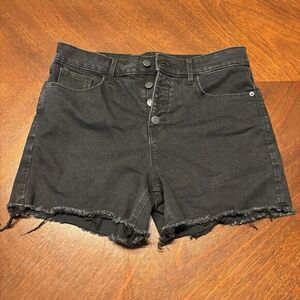 Old Navy Shorts Womens size 12 Black High Rise Stretch Denim Button Fly‎